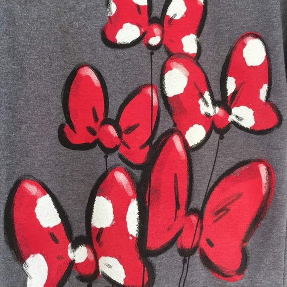 Disney Minnie Mouse Red/White HairBow Balloons Grey T-Shirt - Sz M - Picture 3 of 6